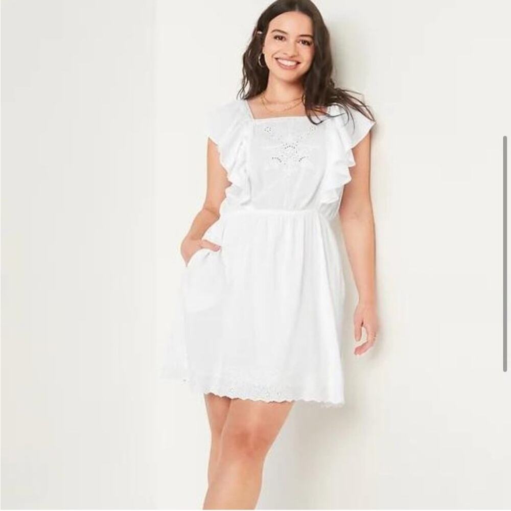 Old Navy Waist-Defined Flutter-Sleeve Tie-Back Mini Dress summer cottagecore